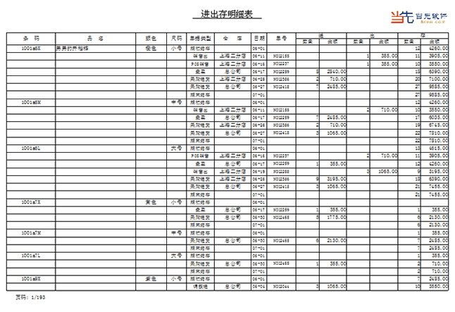 进销存明细账