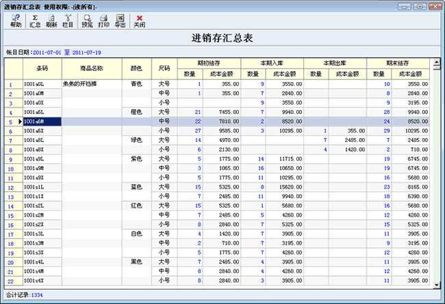 进销存汇总表