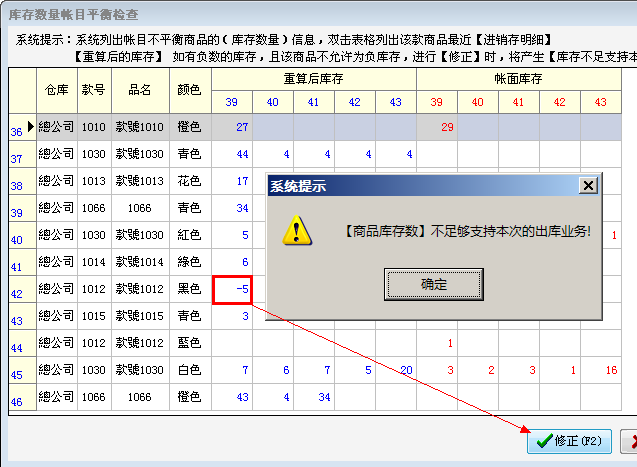 帐目平衡检查提示信息