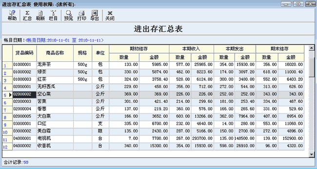 进销存明细表