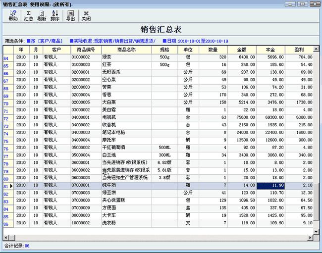 销售汇总表